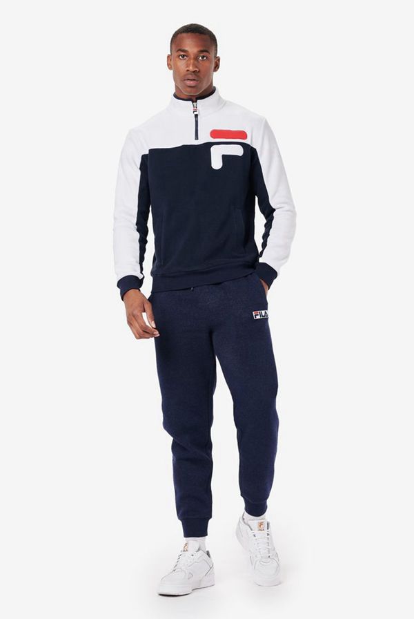 Casacos De Lã Fila Homem Azul Marinho/Branco/Vermelhas - Fila Offaly Polar 1/2 Zip Outlet Portugal,P